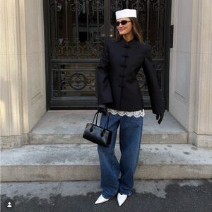 BN Trendy Mandarin Collar Blazer Jacket – Chic Spring Essential